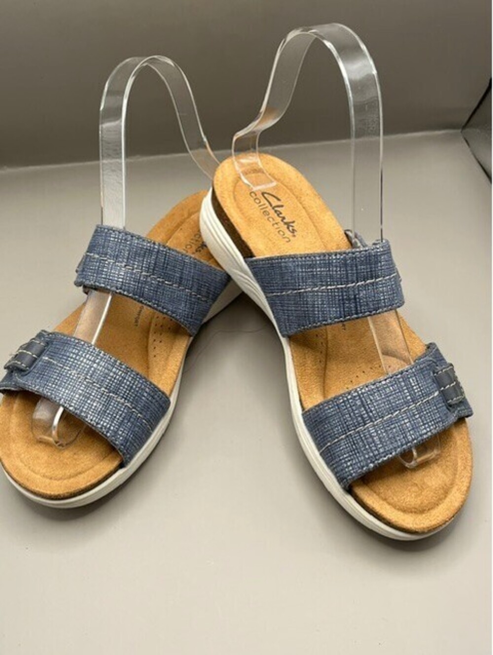 Clarks Laurieann Bell Denim Blue Strappy Comfort Sandals Women's 6.5 M EUC